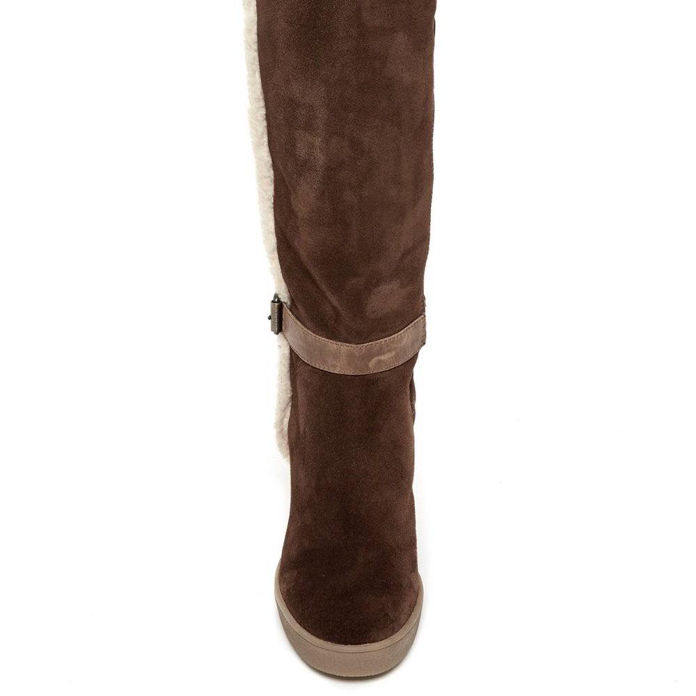 Aquatalia Italy New Tall Weatherproof Wedge Boot NIB Suede Leather Women's πHP - Picture 5 of 16